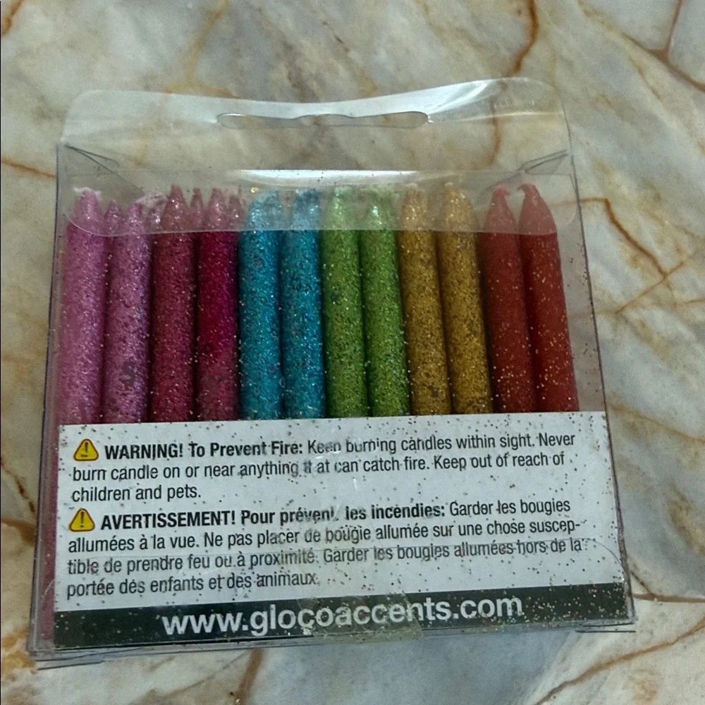 Glitter‎ Birthday Candles - Multicolor Set 24